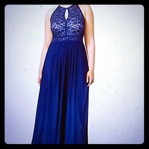 Nightway Blue Lace Gown